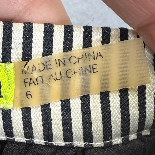 Alice + Olivia Black White Striped‎ A-Line Mini Skirt Size 6 Exposed Zipper - Image 3