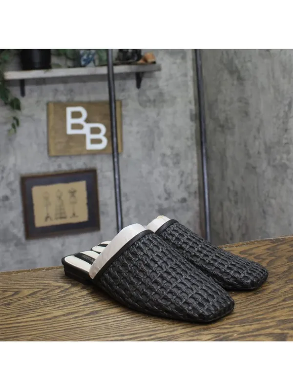 NWT Franco Sarto Toba Mule Slip On Square Toe J8092S1 Black Woven 9M - Image 9