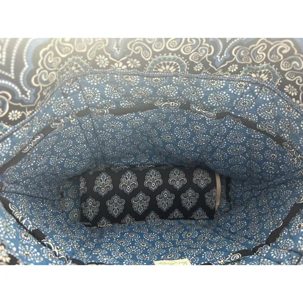 Vera Bradley Tote Bag Womens Large Blue Night and Day Quilted Cotton Excellent - Image 9