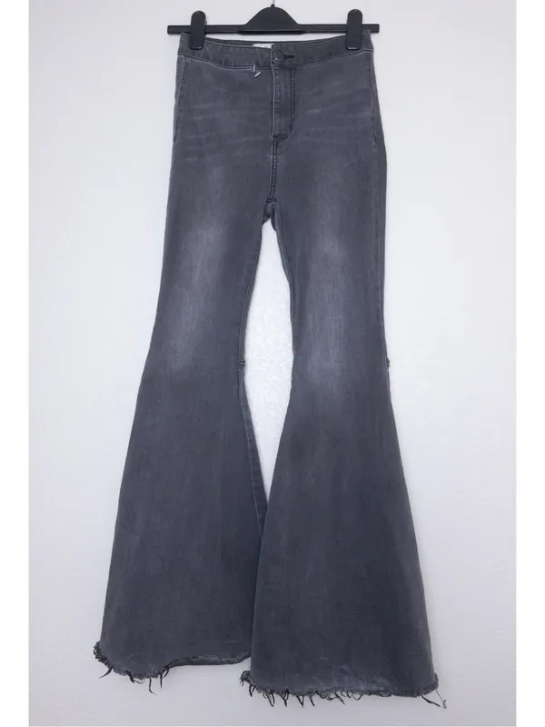 Free People Just Float On Flare Jeans 26 Washed Black Bell Bottom High Waisted - Image 4