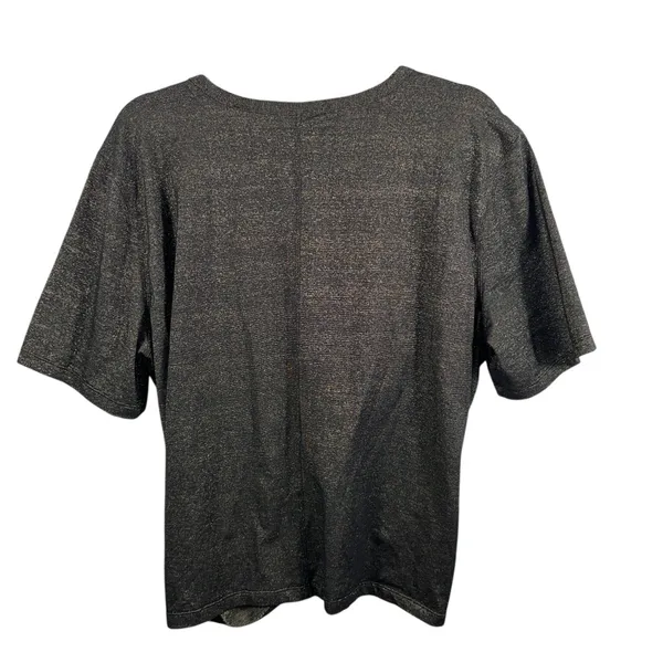 Lululemon Women's 12 Black and Gold Metallic Crescent Spark Athletic Tee Top - Image 3