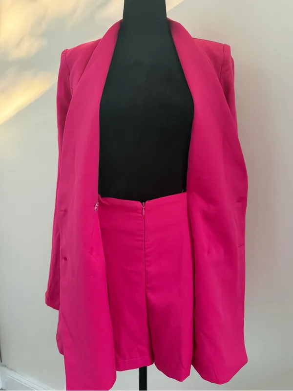 Lulus Ahead of the Trend Hot Pink Long Sleeve Blazer Romper - Image 7