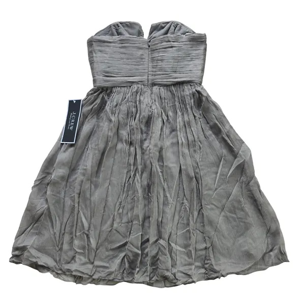 J. Crew NWT 47S Nadia Strapless Silk Chiffon‎ Dress Graphite Grey Notched Size 0 - Image 4