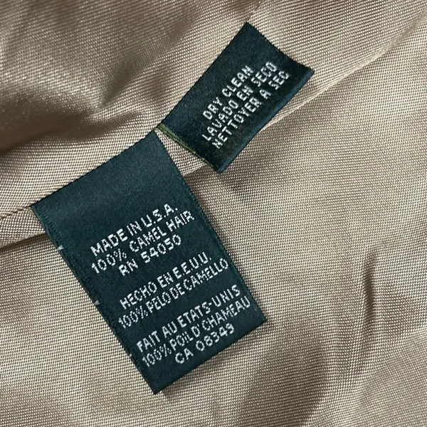LRL Ralph Lauren Pea Coat Womens 12 Camel Hair Tan Double Breasted Jacket USA - Image 6