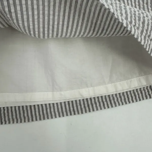 TULIP B Skirt Womens M Gray White Stripe Seersucker Mini Pockets Lined Cotton - Image 5