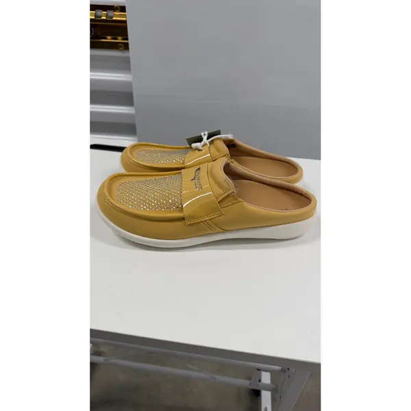 Revitalign Siesta Slide Gem Cornsilk Yellow Rhinestone Mules Size 10B - Image 3