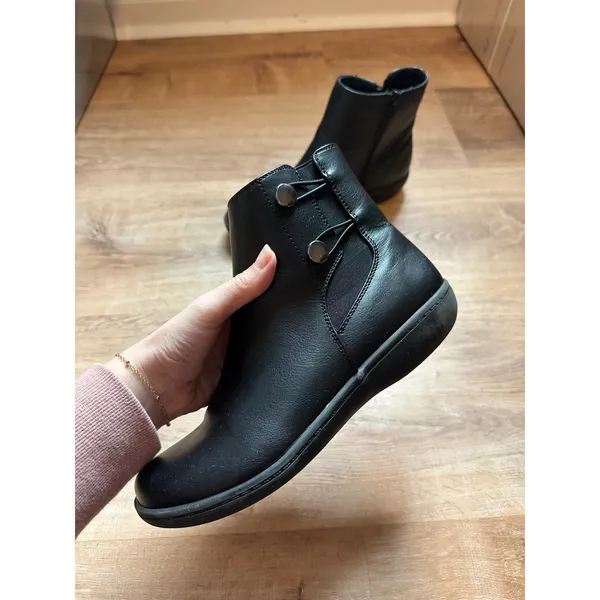 Flexstep | Tallie Black‎ Faux Leather Side Zip Button Detail Ankle Boots, 6.5M - Image 2