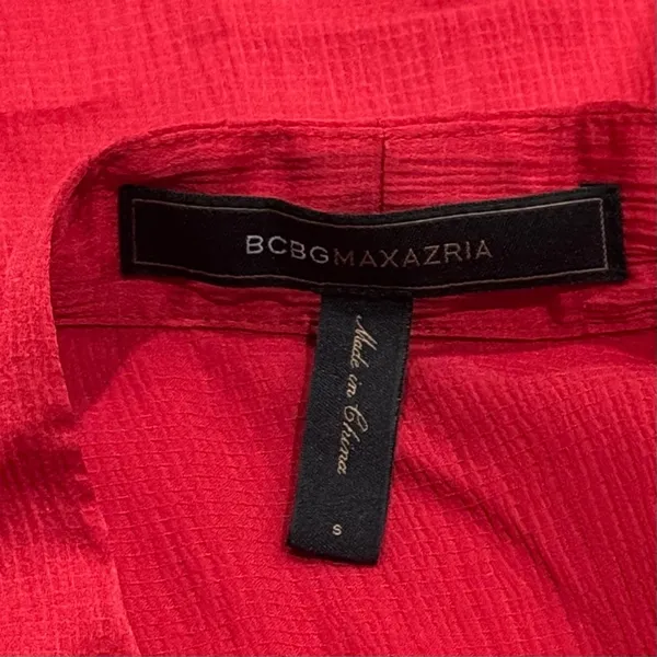 Y2K BCBGMaxAzria Cherry Red Babydoll Sweetheart Tieback Blouse Eyelet Size‎ S - Image 7