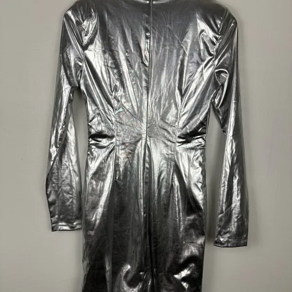 Meshki Silver‎ Hazel Low Cut Long Sleeves Mini Dress Women’s Sz S - Image 7