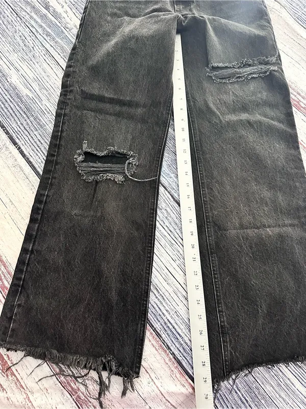 Zara Black Wide-Leg Distressed Jeans - Image 6