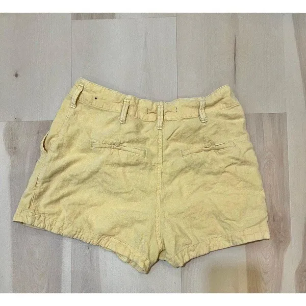 Abercrombie & Fitch Women Small Butter Yellow Linen Blend Shorts Coastal Retro - Image 2