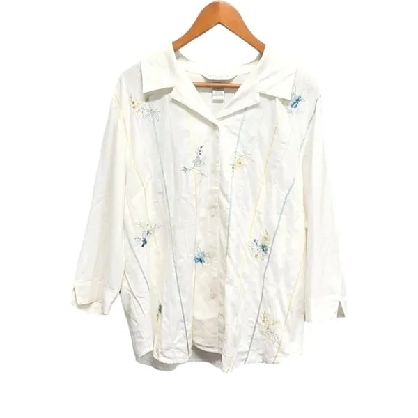 Napa Valley Woman Plus Size Linen Napa Valley‎ Floral Blouse Size 1X - Image 2