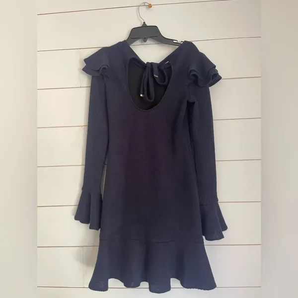 Saylor x Free People Blue Chase Knit Mini Ruffle Sweater Dress Size x-Small - Image 7
