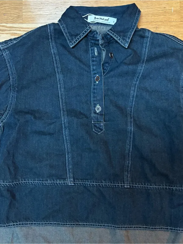 NEW Three Bird Nest Saddle Up Cotton Boho Oversized Coastal Cowgirl Denim Top S - Image 5