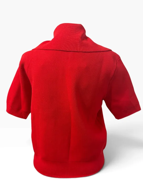 Zara Red Zip Up Short Sleeve Cardigan Size Small - Image 4