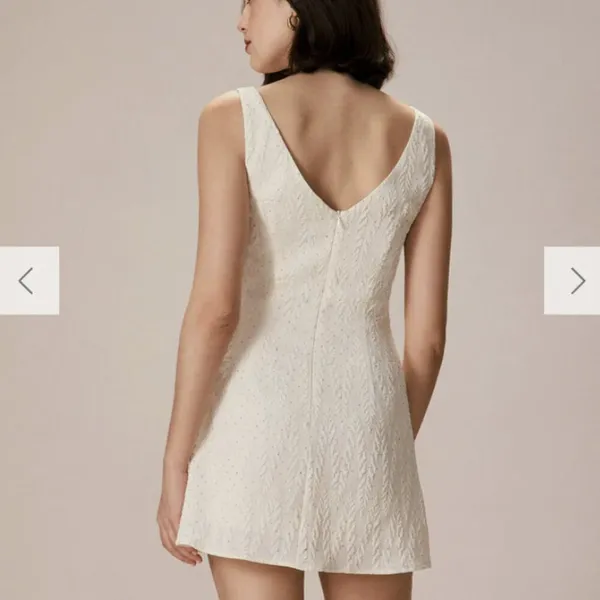 RIHOAS The Beige Boat Neck Textured Mini Dress 22 - Image 2