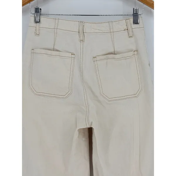 Tribal Jeans‎ Brooke High Rise Wide Leg Crop Pants Button Fly Size 2 Cream Ecru - Image 10