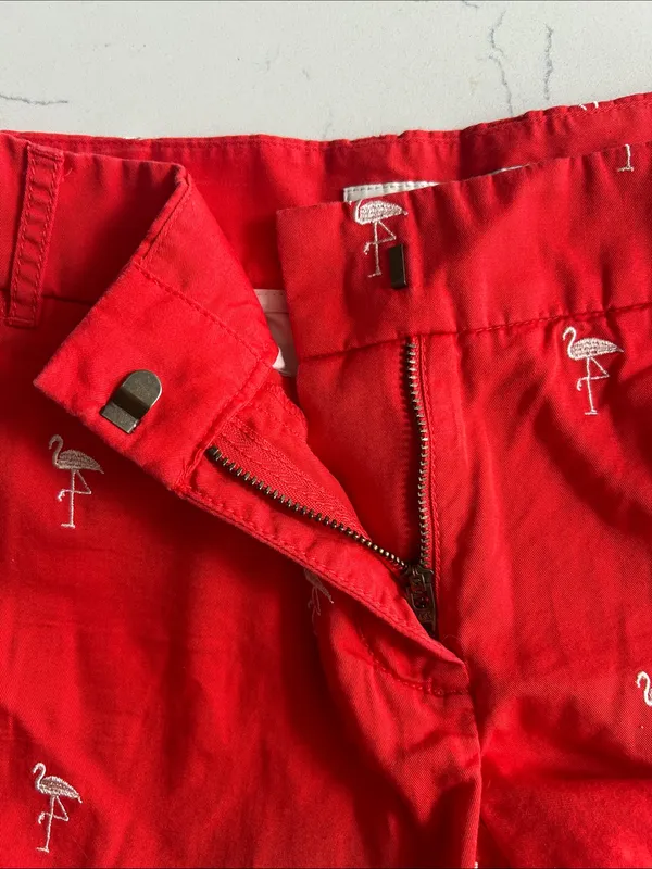 J. Crew Flamingo Embroidered Red Women's Shorts - Image 4