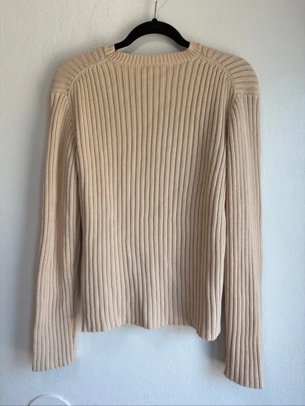 J Crew cotton ribbed crewneck sweater, women’s medium cotton - Image 4