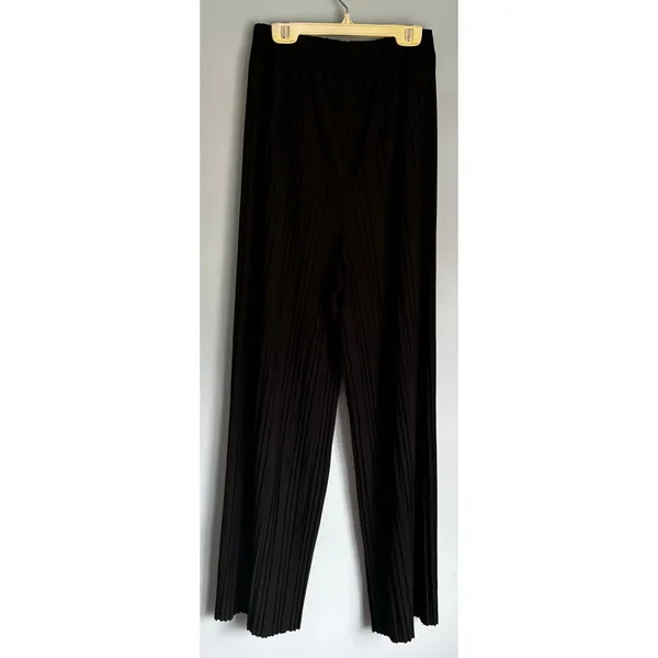Made By Johnny Wide Leg Pleated Pants Black S/M - Image 3