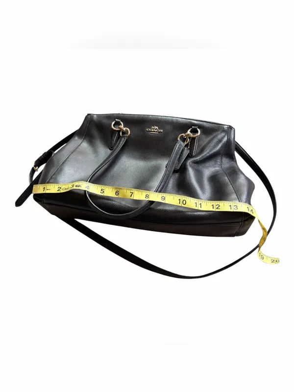 Authentic Coach Black Pebbled Leather Top-Handle Shoulder Bag with Gold Hardware - Image 7