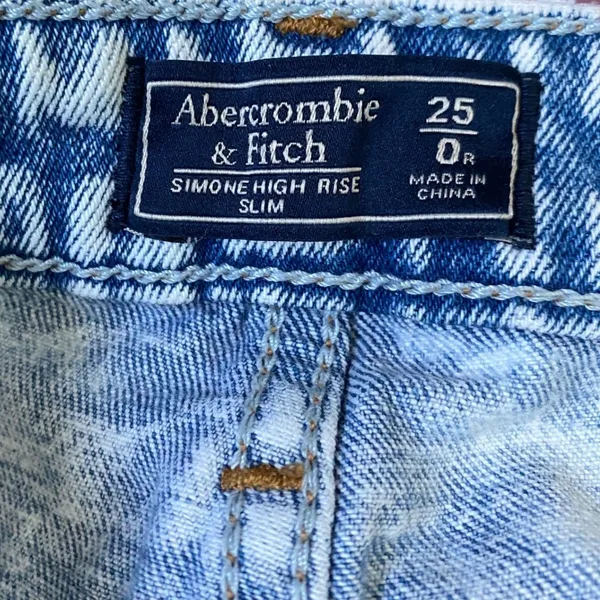 Abercrombie & Fitch Simone High Rise Slim Blue Acid Wash Jeans Size‎ 25 0R - Image 4