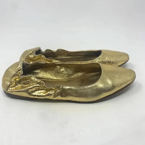 Dolce & Gabbana Gold Metallic‎ Snakeskin Flats - Image 5