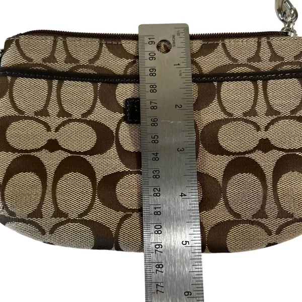 Coach Brown Tan Jacquard Canvas Monogrammed Signature Cs Zip Wristlet No F51685 - Image 8