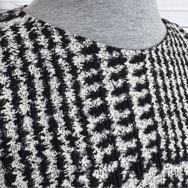 Zara Houndstooth Check Bell Cuff Shift Mini Dress Black Cream Medium‎ - Image 8