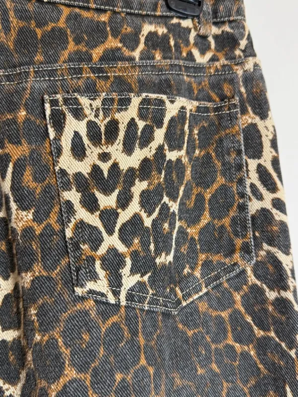 Edikted Leopard Printed Low Rise Baggy Jeans Women's XS Festival Fun Bold Trendy - Image 13