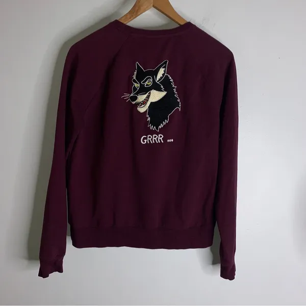 The Upside 6‎ Burgundy “wolf” Sweatshirt CP0344 - Image 2