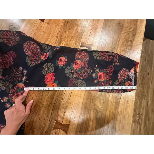 Unbranded Floral Pants Women's XL Black Red - Image 8