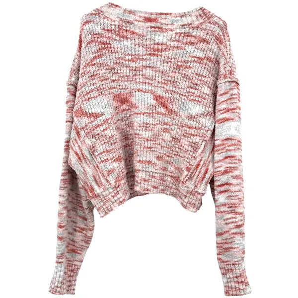 Altar'd‎ State Size XL Crop Length Pullover Sweater V Neck Pink Blue Cream Cozy - Image 2
