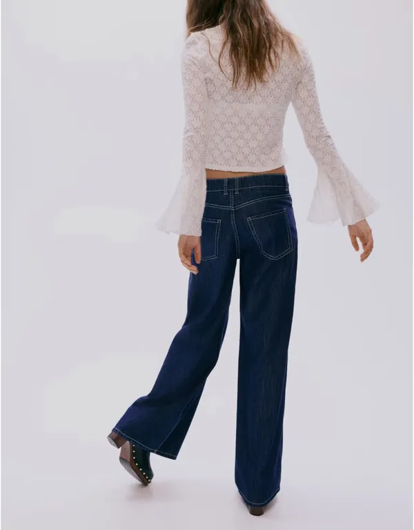 H&M Wide-Leg Jeans Denim Dark - Image 3