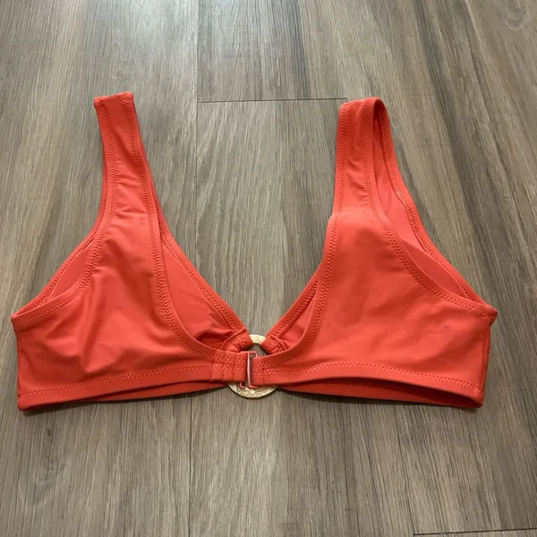 Aerie Tortoiseshell Ring Wide Straps Beach Scoop Bikini Top Sz L - Image 7