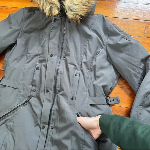 Gray Parka with Faux Fur Hood - Image 6