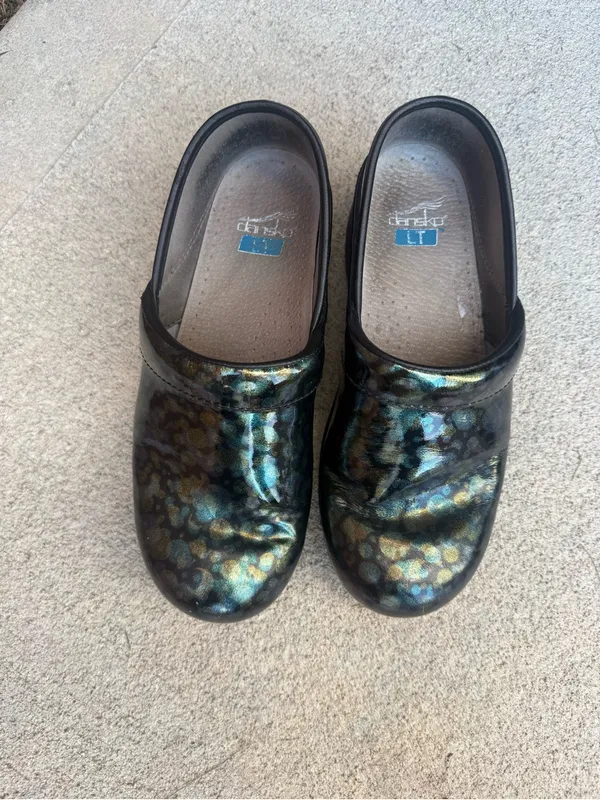 Iridescent Black Slip-On Clogs Dansko 38 - Image 3