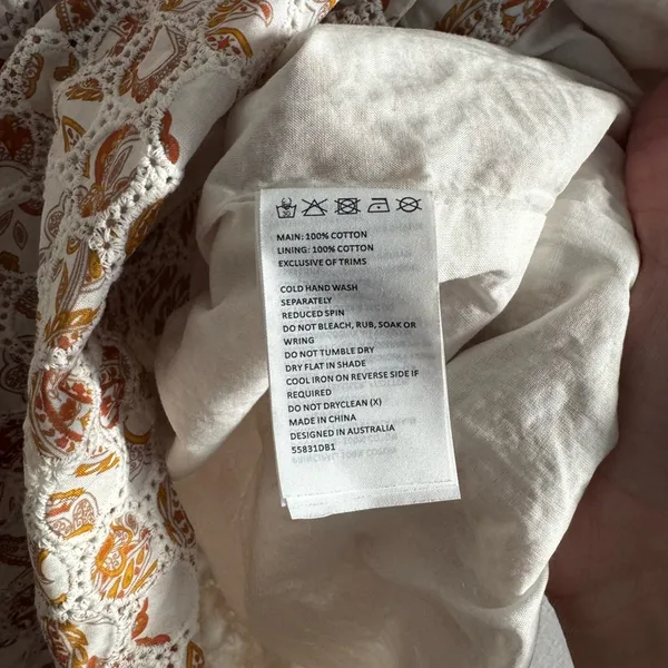 Bardot Broderie Dress 4/XS Tan Paisley - Image 7