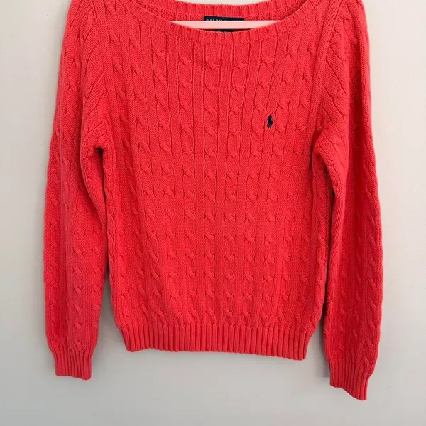 Orange Ralph Lauren‎ Boat Neck Cable Knit Sweater - Image 4
