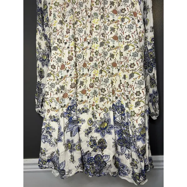 Free People Dress Womens Medium Multicolor Floral Long Sleeve Boho Shift Short - Image 8