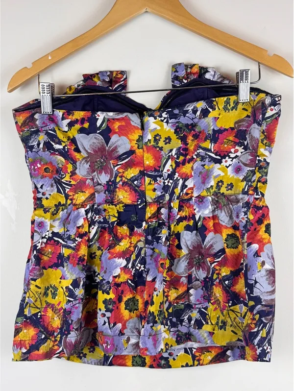 Porridge Anthropologie Floral Strapless Corset Bustier Peplum Top Size 6 - Image 7