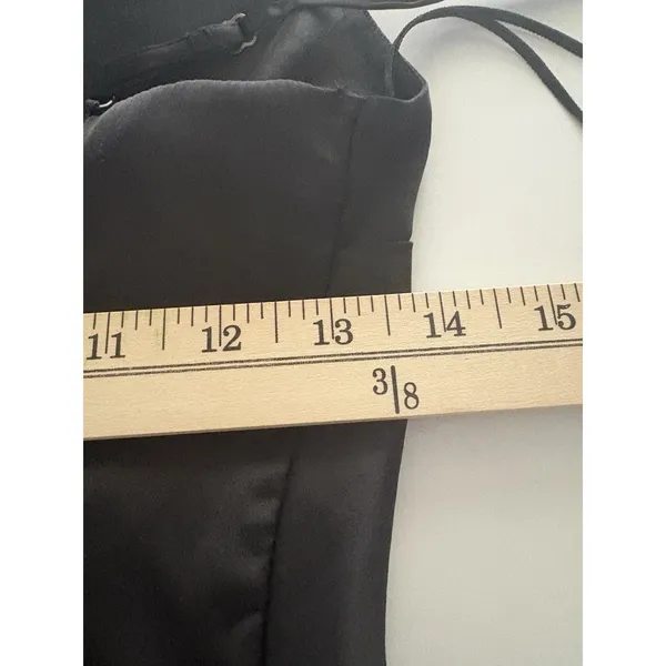 Hollister Slip Dress Womens Size Small Black Silky LBD Going Out Party Ruched - Image 9