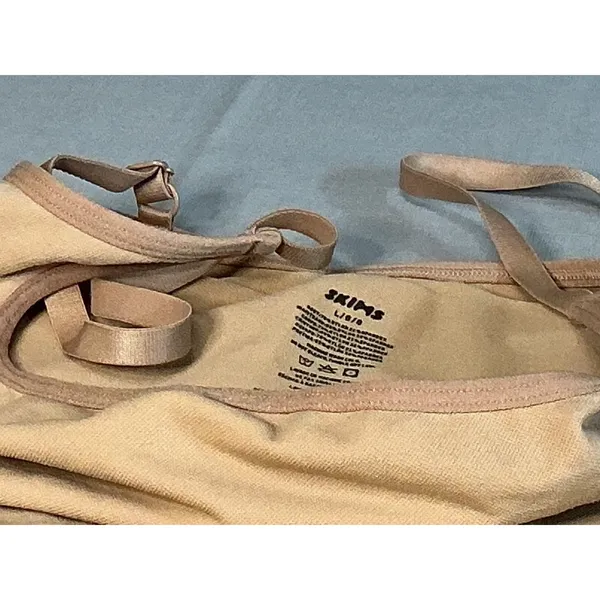 SKIMS L Seamless Mid Thigh Shapewear Bodysuit Nude Beige Adjustable Straps - Image 7