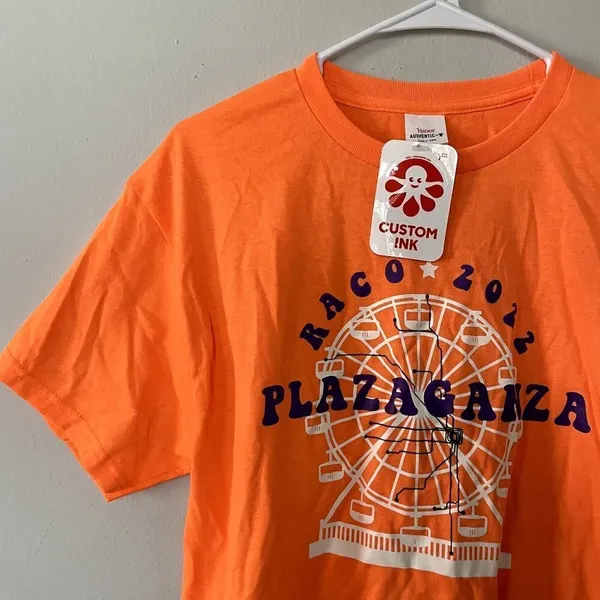 Hanes Authentic-T Raco 2022 Plazaganza Tee Medium Orange Womens Graphic Cotton - Image 2