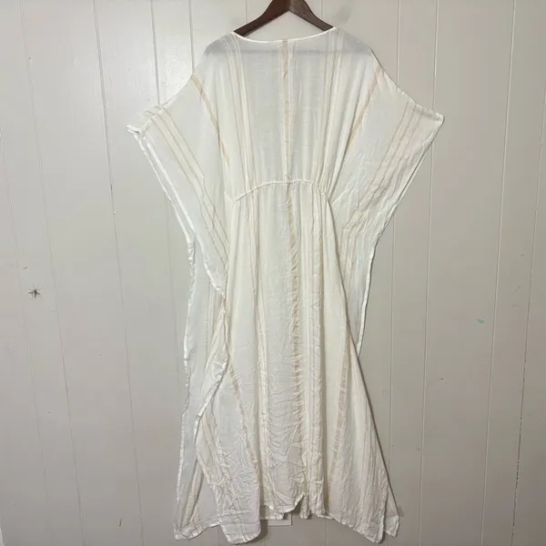 Lovestitch White Striped Kimono Cover Up S/M Boho Beach Caftan Tassel Tie - Image 6