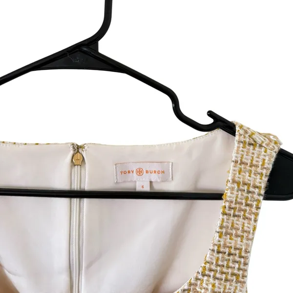 Tory Burch Emma Golden Yellow Tweed Sheath Dress - Image 7