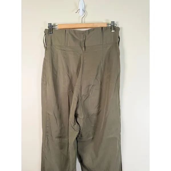 Tularosa Olive Green High Waisted Pleated Tapered Lyocell Pants Sz M - Image 4