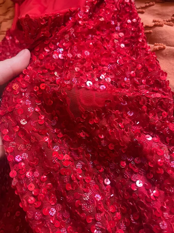 Primavera Couture Red Sequin Dress - Image 8