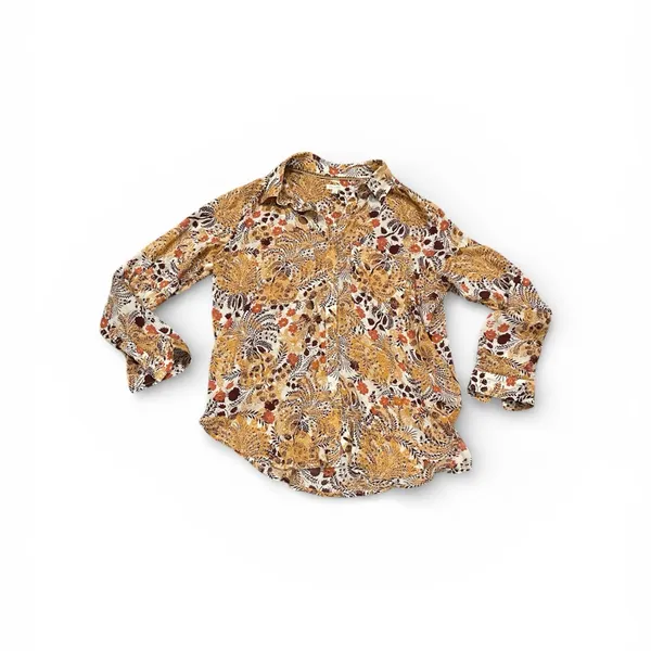 Anthro Pilcro Multicolor Botanical Floral Button-Down Long Sleeve Shirt L - Image 7
