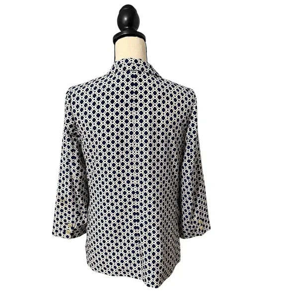 Cartonnier Anthropologie Navy White Geometric Southmark Blazer Sz M Lightweight - Image 6